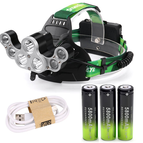 50000 LM XM-L T6 7X LED Ultra Bright 18650 Battery +USB Cable +3x18650 battery