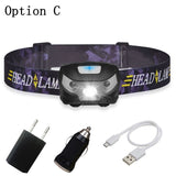 Z20 3000LM Mini Rechargeable LED HeadLamp Body Motion Sensor LED Bicycle Head Light Lamp Outdoor Camping Flashlight With USB