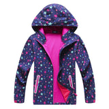 Girls Soft-shell Jacket Printing Autumn Spring Coat Hiking Camping Windbreakers Waterproof Windproof Jackets kids Sport Outwear