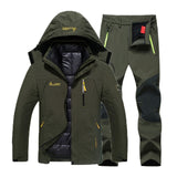 Men Winter Waterproof Fishing Thermal Pant Plus Size Trekking Hiking Camping Skiing Climbing 3 in 1 Outdoor Jackets Set 6XL Suit