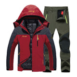 Men Winter Waterproof Fishing Thermal Pant Plus Size Trekking Hiking Camping Skiing Climbing 3 in 1 Outdoor Jackets Set 6XL Suit
