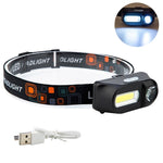 Mini COB LED Headlight Headlamp Head Lamp Flashlight USB Rechargeable 18650 Torch Camping Hiking Night Fishing Light