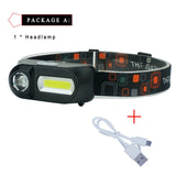 Mini Head Lantern  Rechargeable Headlamp 18650 Led Flashlight With Battery USB