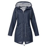 Womens Solid Rain Jacket Outdoor Jackets Waterproof Hooded Raincoat Windproof Q1127*20