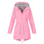 Womens Solid Rain Jacket Outdoor Jackets Waterproof Hooded Raincoat Windproof Q1127*20