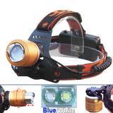 white blue Light zoom Led headlamp xml t6 waterproof headlight