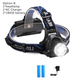 10000Lumens LED headlamp T6/L2/V6 Zoomable LED Lamp Rechargeable Waterproof