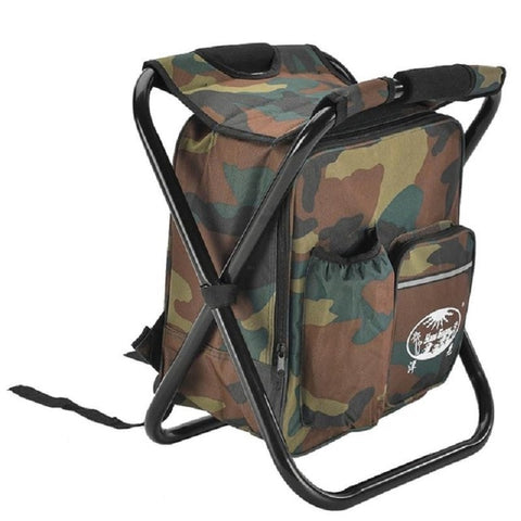 Outdoor Fishing Chair Bag Folding Camping Stool Portable Backpack Cooler Insulated Picnic Bag Hiking Seat Table Bag Bear 150KG
