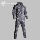 TAD Tactical Men Army Hunting Hiking Fishing Explore Clothes Suit Camouflage Shark Skin Military Waterproof Hooded Jacket+Pants
