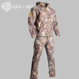 TAD Tactical Men Army Hunting Hiking Fishing Explore Clothes Suit Camouflage Shark Skin Military Waterproof Hooded Jacket+Pants