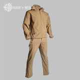 TAD Tactical Men Army Hunting Hiking Fishing Explore Clothes Suit Camouflage Shark Skin Military Waterproof Hooded Jacket+Pants