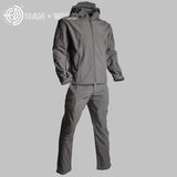 TAD Tactical Men Army Hunting Hiking Fishing Explore Clothes Suit Camouflage Shark Skin Military Waterproof Hooded Jacket+Pants