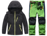 Winter Boys Girls Waterproof Outdoor Softshell Jackets Kids Fleece Sportwear Camping Windproof Skiing Hiking Pant