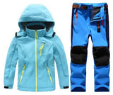 Winter Boys Girls Waterproof Outdoor Softshell Jackets Kids Fleece Sportwear Camping Windproof Skiing Hiking Pant
