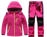 Winter Boys Girls Waterproof Outdoor Softshell Jackets Kids Fleece Sportwear Camping Windproof Skiing Hiking Pant