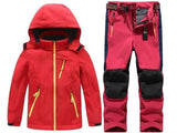 Winter Boys Girls Waterproof Outdoor Softshell Jackets Kids Fleece Sportwear Camping Windproof Skiing Hiking Pant