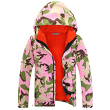 Three layer Children Camouflage ski jacket boys& girls hoodie climbing coat waterproof kids outdoor jacket winter jacket XXS-XXL