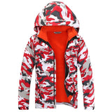 Three layer Children Camouflage ski jacket boys& girls hoodie climbing coat waterproof kids outdoor jacket winter jacket XXS-XXL