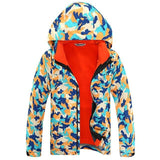 Three layer Children Camouflage ski jacket boys& girls hoodie climbing coat waterproof kids outdoor jacket winter jacket XXS-XXL