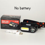 5W COB LED Rechargeable Headlight 18650 Flashlight camping Portable mini XPE+COB Headlamp USB charging Fishing Riding Headlights