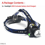fishing headlight 9000 lumen T6/L2 3 modes Zoomable lamp Waterproof Head Torch flashlight Head lamp use 18650
